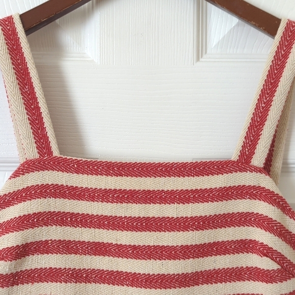 Design Lab Lord & Taylor Striped Woven Sleeveless Mini Sheath Dress Red Cream XS - Picture 3 of 13
